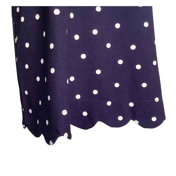 Andree by Unit Navy White Polka Dot Blouse Top Scalloped Medium - Picture 4 of 9